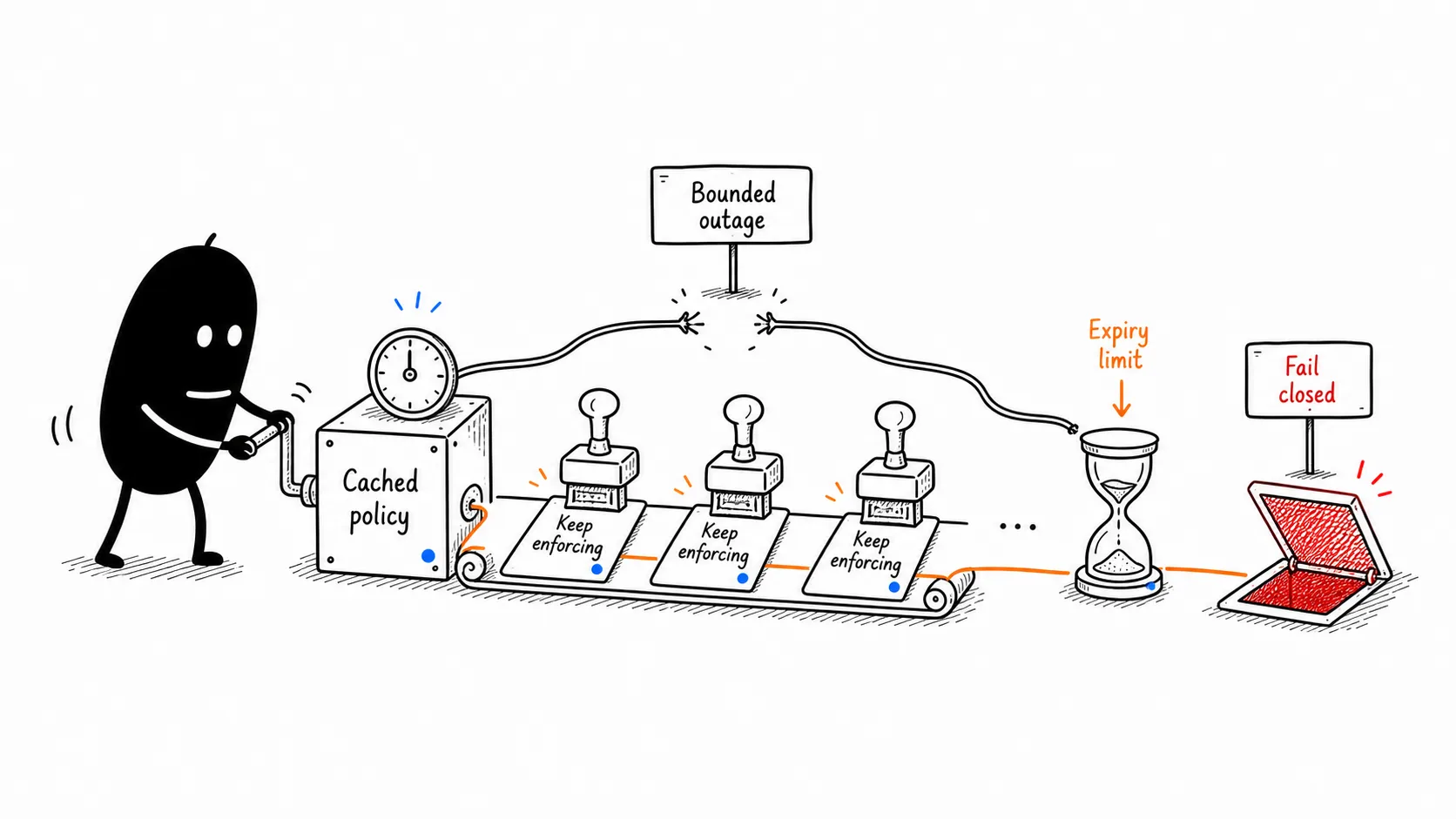 Cached Policy During Bounded Outage